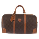 CELINE Macadam Canvas Boston Bag PVC Leather Brown Gold Auth 194032-13