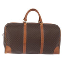 CELINE Macadam Canvas Boston Bag PVC Leather Brown Gold Auth 194032-2