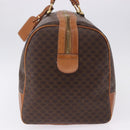 CELINE Macadam Canvas Boston Bag PVC Leather Brown Gold Auth 194032-3