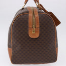 CELINE Macadam Canvas Boston Bag PVC Leather Brown Gold Auth 194032-4