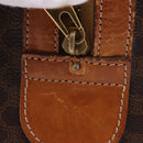 CELINE Macadam Canvas Boston Bag PVC Leather Brown Gold Auth 194032-5