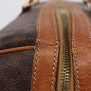CELINE Macadam Canvas Boston Bag PVC Leather Brown Gold Auth 194032-6