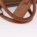 CELINE Macadam Canvas Boston Bag PVC Leather Brown Gold Auth 194032-9
