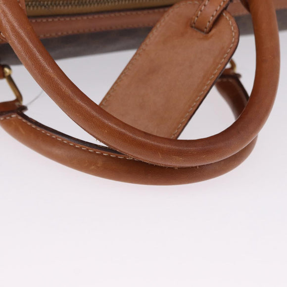 CELINE Macadam Canvas Boston Bag PVC Leather Brown Gold Auth 194032