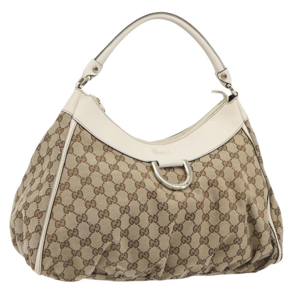 GUCCI GG Canvas Abbey Shoulder Bag Beige Gold 189833 Auth 194033V