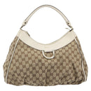 GUCCI GG Canvas Abbey Shoulder Bag Beige Gold 189833 Auth 194033V-2