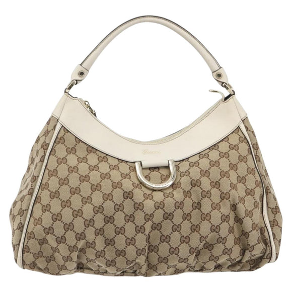 GUCCI GG Canvas Abbey Shoulder Bag Beige Gold 189833 Auth 194033V