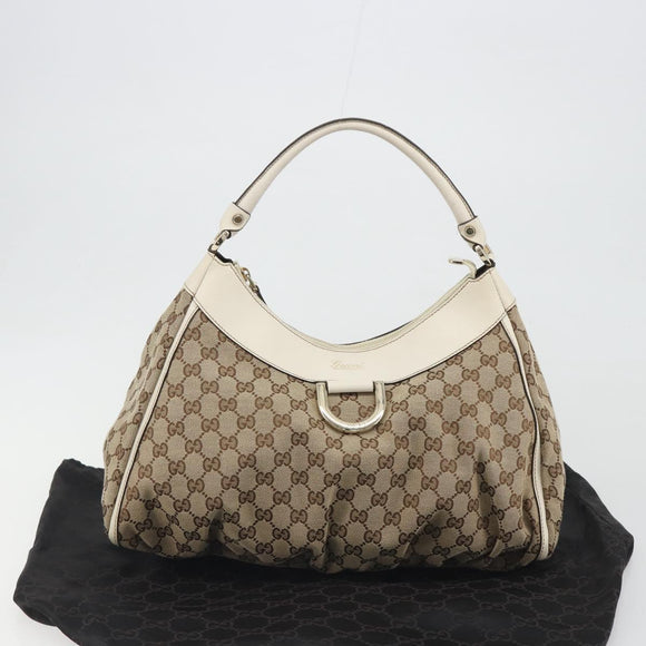 GUCCI GG Canvas Abbey Shoulder Bag Beige Gold 189833 Auth 194033V