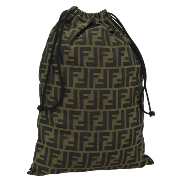 FENDI Zucca Canvas Pouch Black Brown Auth 194034A