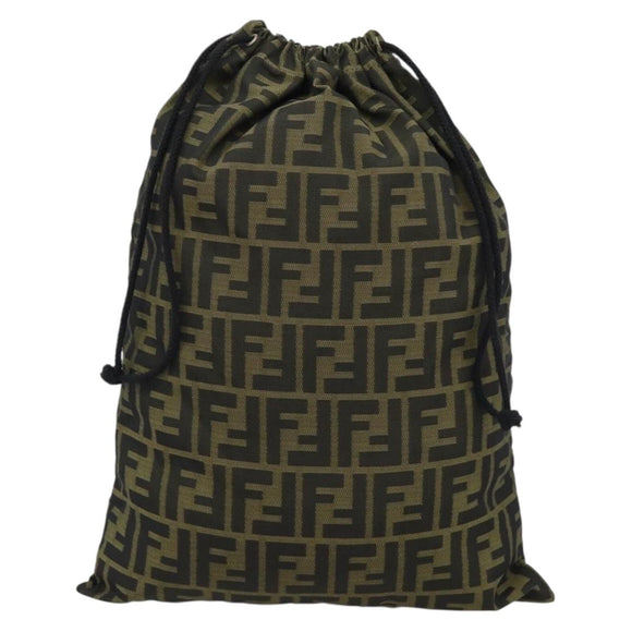 FENDI Zucca Canvas Pouch Black Brown Auth 194034A