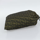 FENDI Zucca Canvas Pouch Black Brown Auth 194034A-4