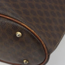 CELINE Macadam Canvas Tote Bag PVC Leather Brown Gold Auth 194037-8