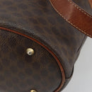 CELINE Macadam Canvas Tote Bag PVC Leather Brown Gold Auth 194037-16