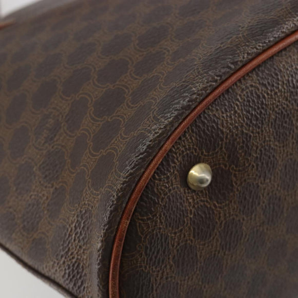 CELINE Macadam Canvas Tote Bag PVC Leather Brown Gold Auth 194037