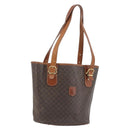 CELINE Macadam Canvas Tote Bag PVC Leather Brown Gold Auth 194037-1