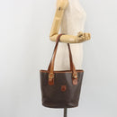 CELINE Macadam Canvas Tote Bag PVC Leather Brown Gold Auth 194037-26