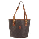 CELINE Macadam Canvas Tote Bag PVC Leather Brown Gold Auth 194037-13