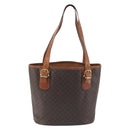 CELINE Macadam Canvas Tote Bag PVC Leather Brown Gold Auth 194037-2