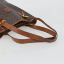 CELINE Macadam Canvas Tote Bag PVC Leather Brown Gold Auth 194037-7