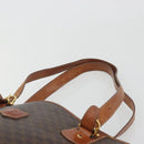CELINE Macadam Canvas Tote Bag PVC Leather Brown Gold Auth 194037-14