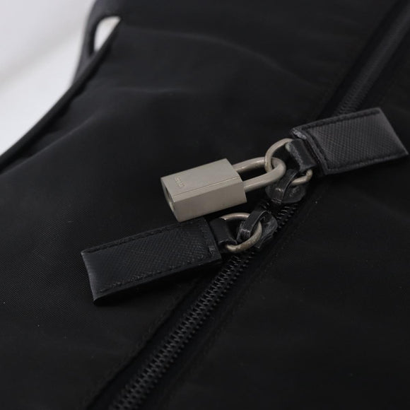 PRADA Boston Bag Nylon 2way Black Silver Auth 194039