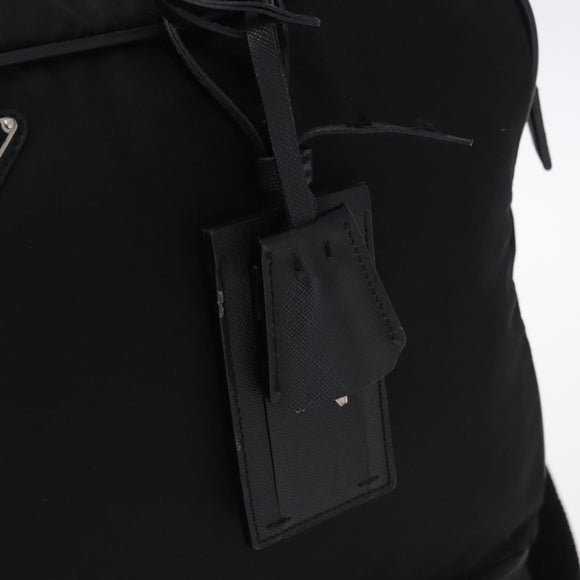 PRADA Boston Bag Nylon 2way Black Silver Auth 194039