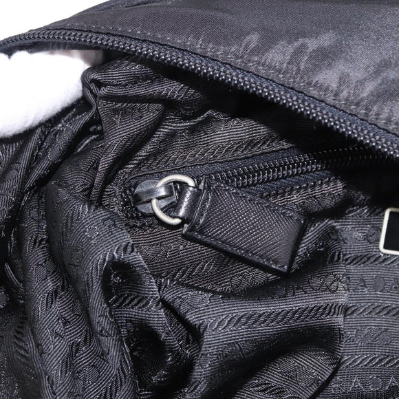PRADA Boston Bag Nylon 2way Black Silver Auth 194039
