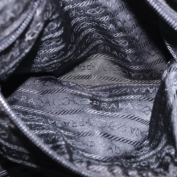 PRADA Boston Bag Nylon 2way Black Silver Auth 194039