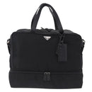 PRADA Boston Bag Nylon 2way Black Silver Auth 194039-13
