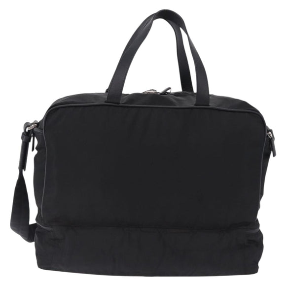 PRADA Boston Bag Nylon 2way Black Silver Auth 194039