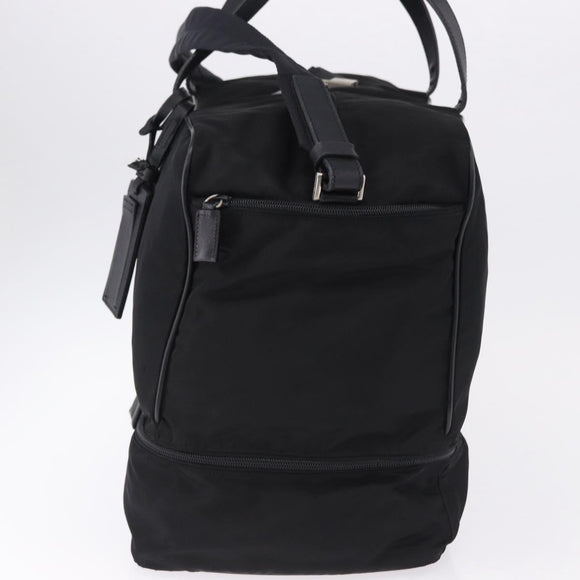 PRADA Boston Bag Nylon 2way Black Silver Auth 194039