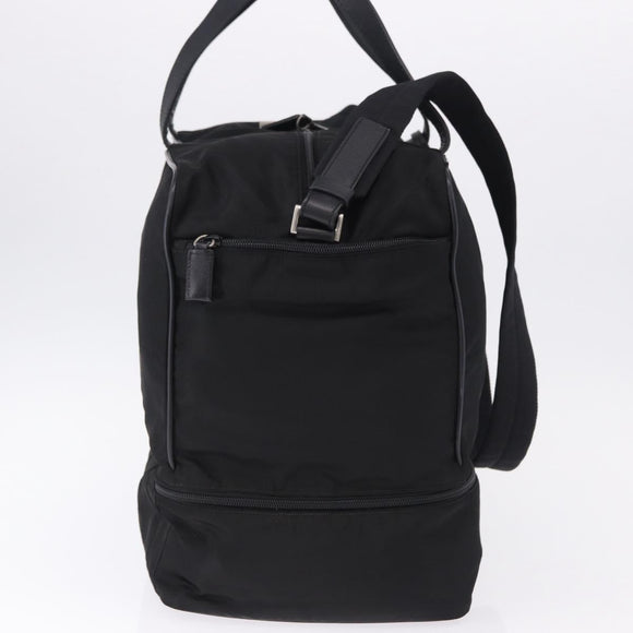 PRADA Boston Bag Nylon 2way Black Silver Auth 194039