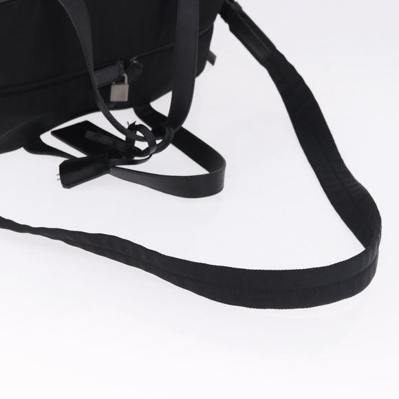 PRADA Boston Bag Nylon 2way Black Silver Auth 194039