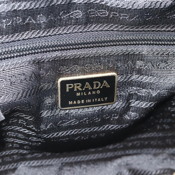 PRADA Chain Shoulder Bag Nylon Black Gold Auth 194040