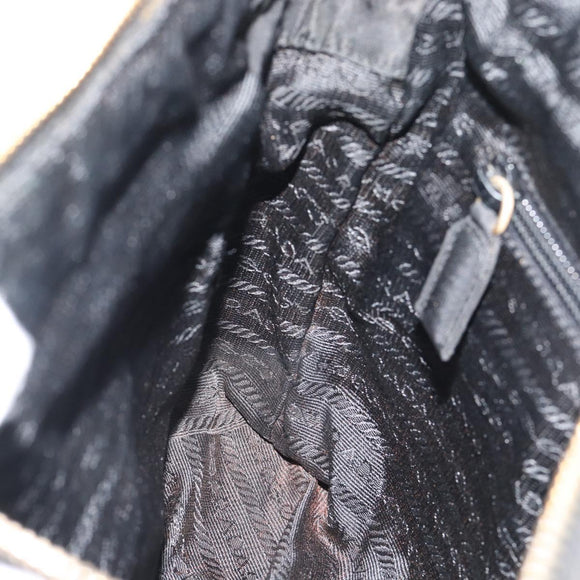 PRADA Chain Shoulder Bag Nylon Black Gold Auth 194040