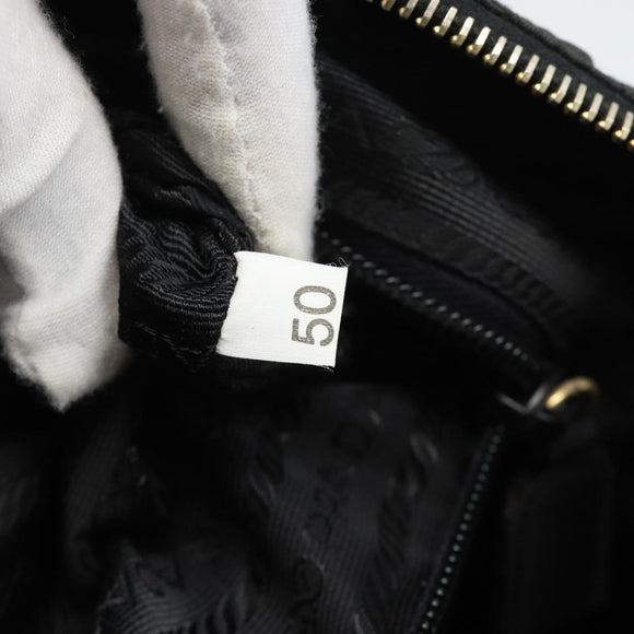 PRADA Chain Shoulder Bag Nylon Black Gold Auth 194040