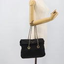 PRADA Chain Shoulder Bag Nylon Black Gold Auth 194040-23
