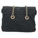 PRADA Chain Shoulder Bag Nylon Black Gold Auth 194040-3