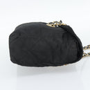 PRADA Chain Shoulder Bag Nylon Black Gold Auth 194040-5