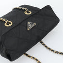 PRADA Chain Shoulder Bag Nylon Black Gold Auth 194040-6
