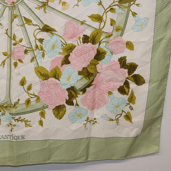 HERMES Carre 90 Scarf ROMANTiQUE Silk Green Auth 194042