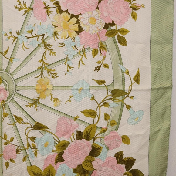HERMES Carre 90 Scarf ROMANTiQUE Silk Green Auth 194042
