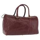 CARTIER Must Line Boston Bag Leather Bordeaux Gold Auth 194043-1
