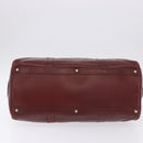 CARTIER Must Line Boston Bag Leather Bordeaux Gold Auth 194043-6