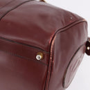 CARTIER Must Line Boston Bag Leather Bordeaux Gold Auth 194043-15