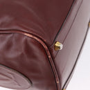 CARTIER Must Line Boston Bag Leather Bordeaux Gold Auth 194043-16