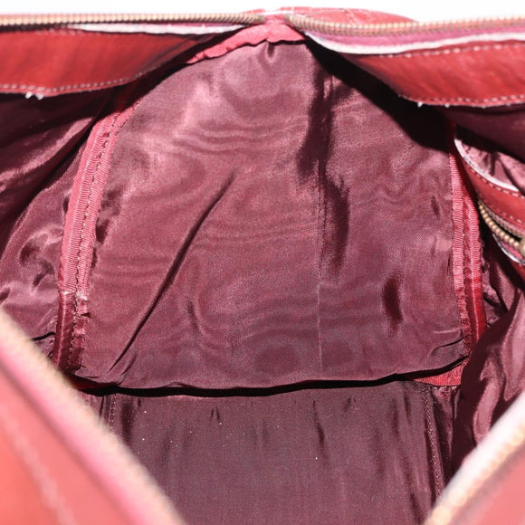 CARTIER Must Line Boston Bag Leather Bordeaux Gold Auth 194043