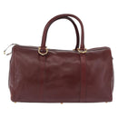 CARTIER Must Line Boston Bag Leather Bordeaux Gold Auth 194043-13