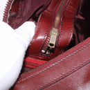 CARTIER Must Line Boston Bag Leather Bordeaux Gold Auth 194043-21