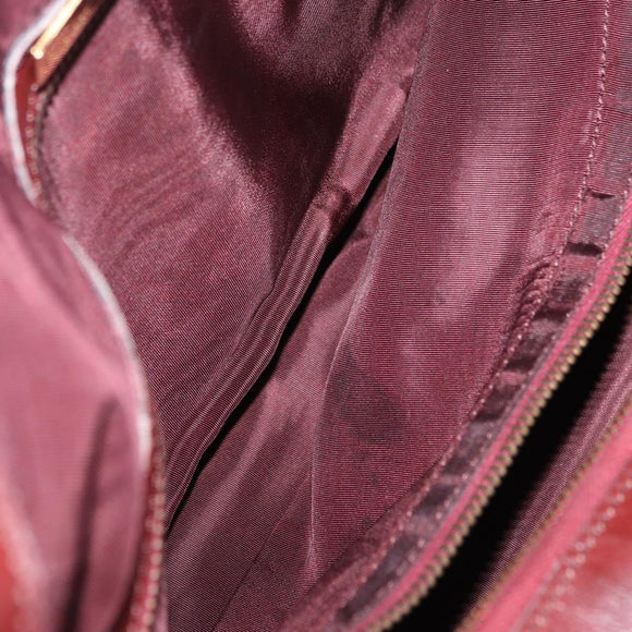 CARTIER Must Line Boston Bag Leather Bordeaux Gold Auth 194043